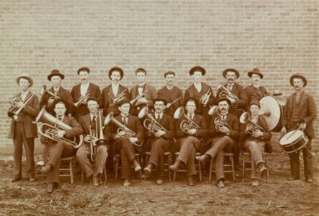 Marching Band from Great Bend, Kansas Vintage 1918 Photographのeditorial素材