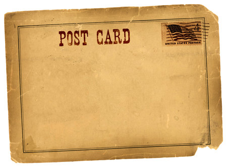 Vintage postcard grungy background template made from real antique 1800s paperの写真素材