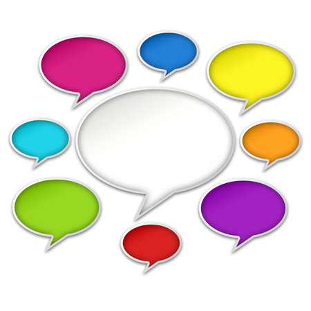 Colorful chat bubbles conversation isolated on white background