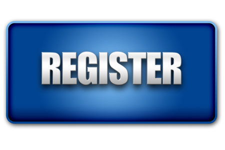 Register 3d blue button isolated on white background - UI interface website design elementの写真素材