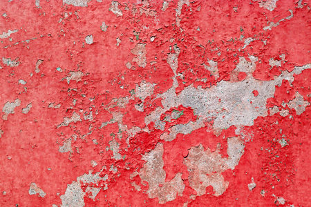 Old cracked red paint background texture wallの写真素材