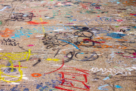 Graffit covered sidewalk in New York Cityのeditorial素材