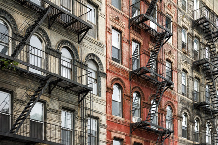 Old Brick Buildings with Fire Escapes in the East Village of Manhattan, New York City