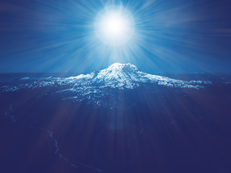 Star Light shining above blue mountain landscapeの写真素材