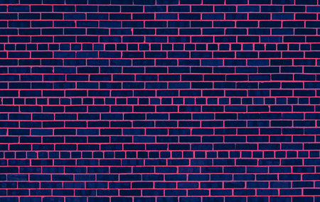 Brick wall background texture with vibrant pink and blue duotone color effectの写真素材