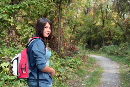 Girl Hikingの写真素材