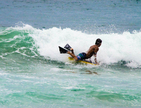 boy body boarding の写真素材