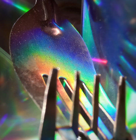 Beautiful abstract fork cutlery design in macro photography, stock imagesの写真素材