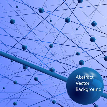 Abstract background with lines and balls. Business and Science concept. Vector illustration.のイラスト素材
