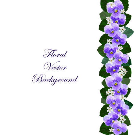 Floral vector background with beautiful violet and white flowers for use in your design. Vector illustration.のイラスト素材