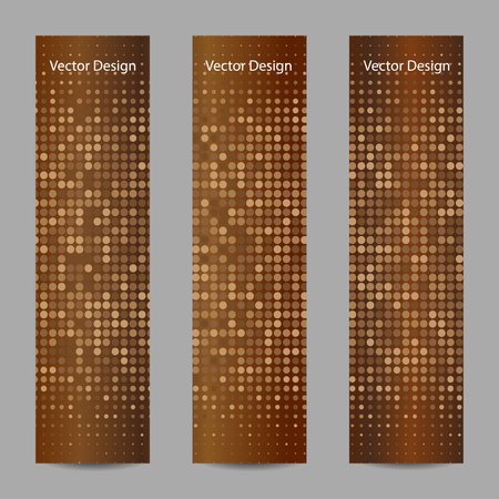 Set of vertical banners. Abstract doted brown background. Halftone. Vector illustration. Business, science, medicine and technology design.のイラスト素材