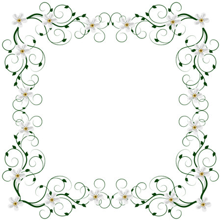 Delicate frame with floral pattern isolated on white background for greeting card or invitation design.のイラスト素材