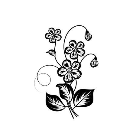 Simple floral background in black and white colors.のイラスト素材