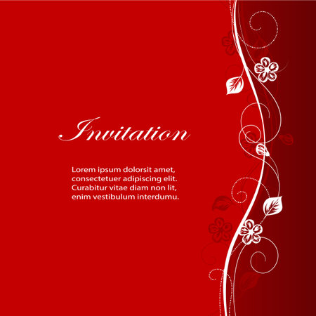 Simple white floral pattern on red backgroundのイラスト素材