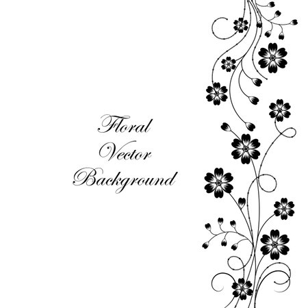 Simple floral background in black and white style with place for your text.のイラスト素材