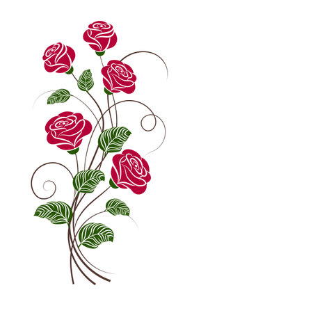 Beautiful bouquet of red roses isolated on white.のイラスト素材