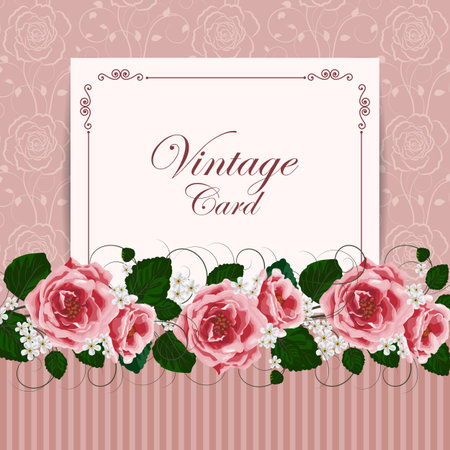 Vintage card with flowersのイラスト素材