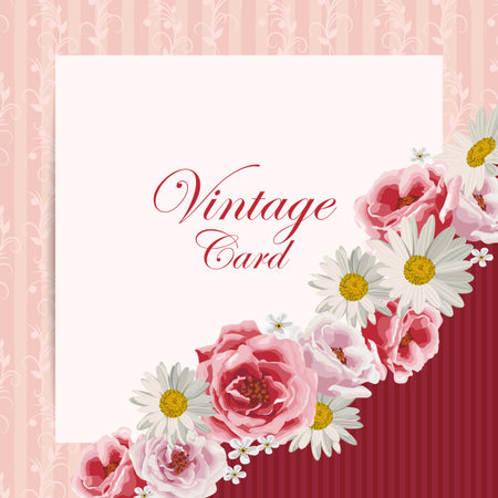 Vintage card with flowersのイラスト素材