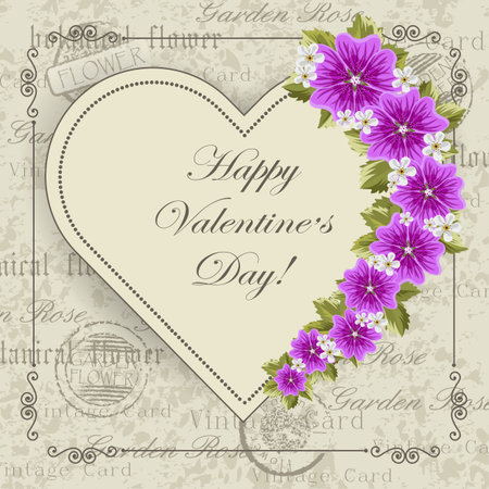 Vintage card with flowersのイラスト素材