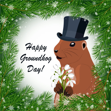 Groundhog day greeting cardのイラスト素材