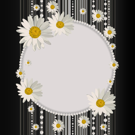 Round frame with daisiesのイラスト素材