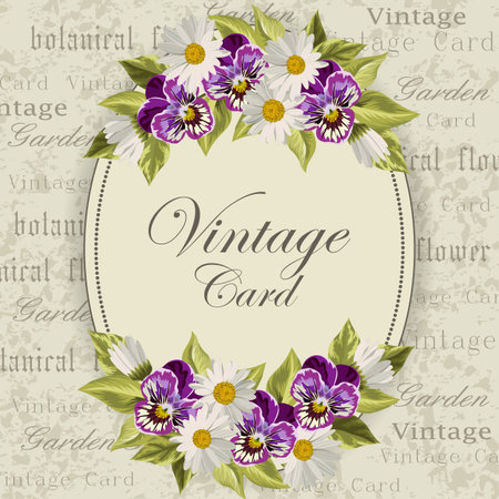 Vintage card with flowersのイラスト素材