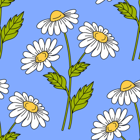 A Seamless pattern with daisy flowers illustration.のイラスト素材