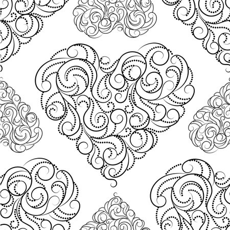 A Seamless pattern with beautiful hearts made of swirls.のイラスト素材
