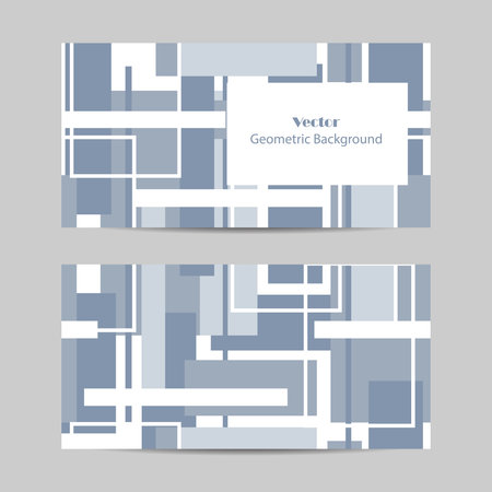 Set of horizontal banners with blue rectangles. Vector illustration.のイラスト素材