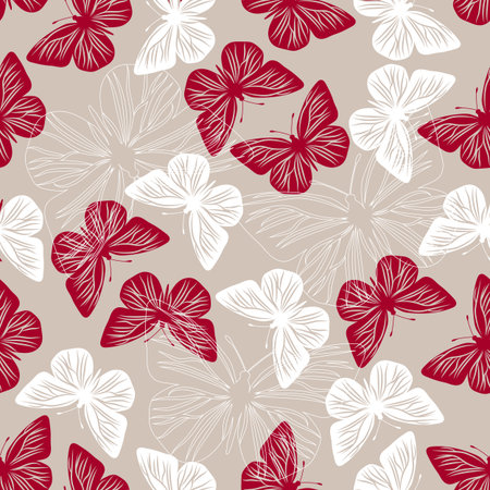 Seamless pattern with colored butterflies. Vector illustration.のイラスト素材