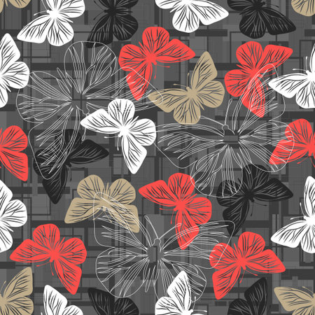 Seamless pattern with butterfliesのイラスト素材