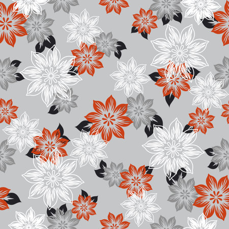 Seamless pattern with beautiful flowers. Vector illustration.のイラスト素材