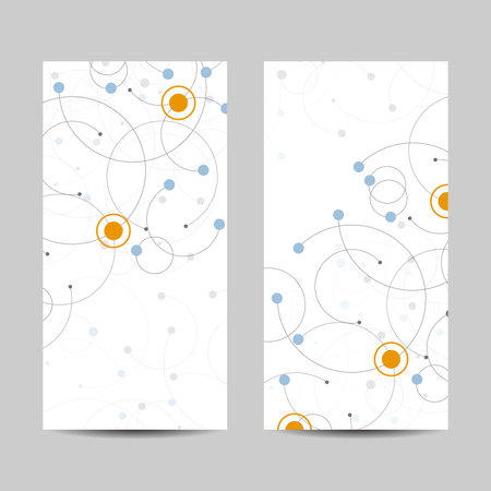 Set of vertical banners. Abstract geometric background with connected circles and dots. Vector illustration.のイラスト素材