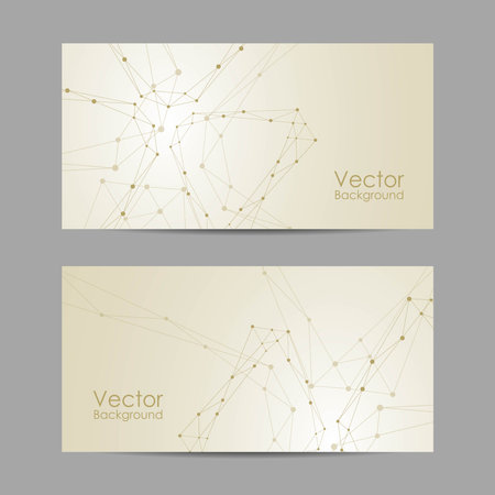 Set of banners with connected lines and dots.のイラスト素材