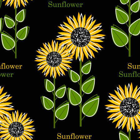 Seamless pattern with the bright sun flowersのイラスト素材