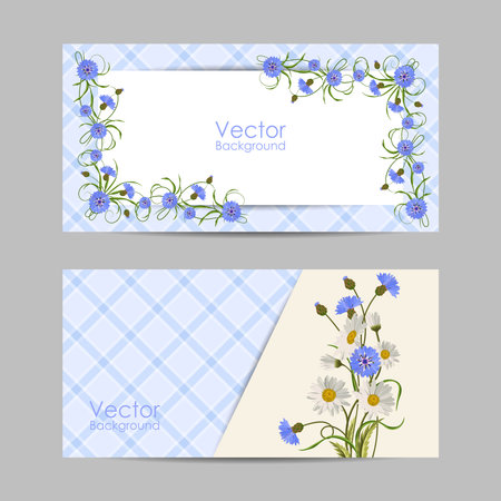 Set of horizontal banners with beautiful flowersのイラスト素材