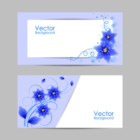Set of horizontal banners with beautiful flowersの写真素材