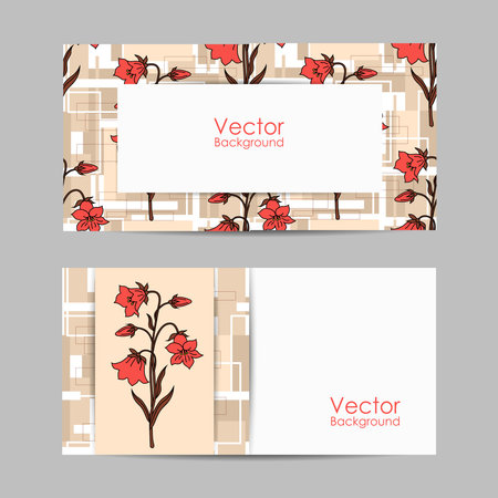 Set of horizontal banners with beautiful flowersのイラスト素材