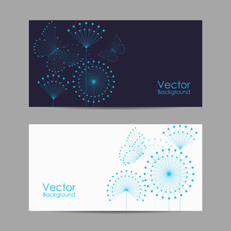 Set of banners with butterflies and flowersのイラスト素材