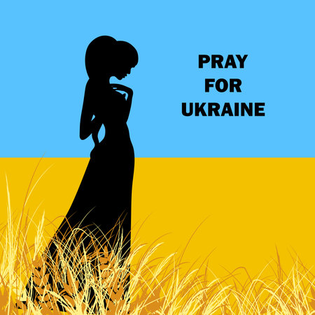 A girl prays for peace in Ukraine.のイラスト素材