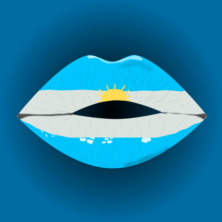 lips painted with the Argentine flagのイラスト素材