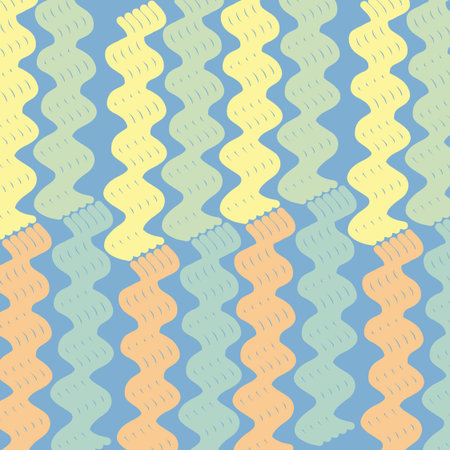 Delicate abstract background resembling soft wool or fabric in gentle shades of yellow, orange, and sky blue. Perfect for cozy designs, crafts, and textile-inspired projectsのイラスト素材