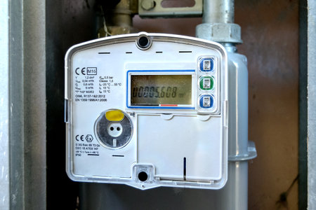 electronic instrument that serves to count the cubic meters of gas methane consumed in homeのeditorial素材