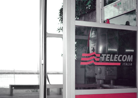 old Telecom street phone boothの写真素材