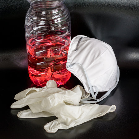 Coronavirus epidemic material such as mask, gloves and alchol, for doctors and nurses to avoid...
