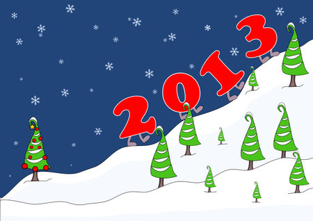 2012 - New Year, numbers climb up the mountain のイラスト素材