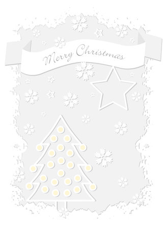 White Merry Christmas card with yellow ballsのイラスト素材