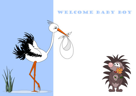 baby boy announcement card  のイラスト素材