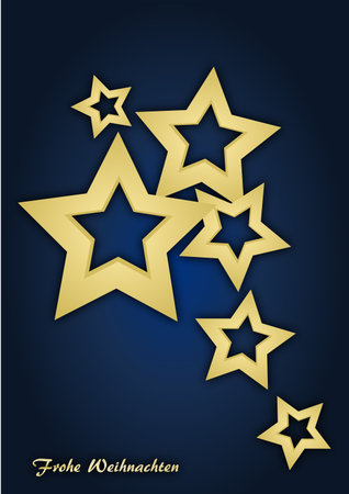 Christmas card with stars - german text: merry christmasの写真素材