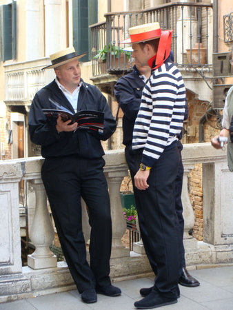 Venice Italy, April 21, 2010, traditional professions are at risk as as modern motor boat traffic increasesのeditorial素材